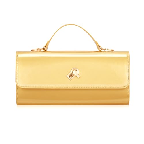 Image of BRYCTSISEN Women Metallic PU Leather Evening Clutch Purse Handbag Crossbody Shoulder Bag Square Box Bag Chic Handbag