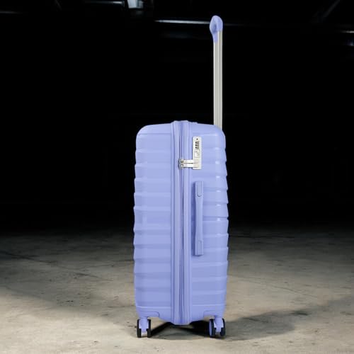 Image of Vacanza Series 2 Polypropylene Unbreakable Hard-Sided Cabin & Check-in Size Luggage Trolley Bag Set of 2 | Purple (55 & 65 cm)