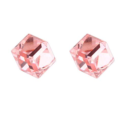 Cngstar Health Magnet Cube Cubic Zirconia Crystal Clip Earrings Without Pierced Ears Strong Magnetic Iron Earrings for Women (Purple)
