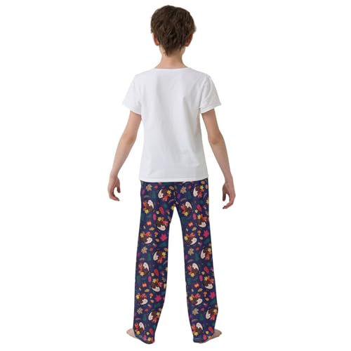 ZZXXB Hedgehog Fruits Leaves Boys Long Pants Soft Trousers Elastic Waist Kids Lounge Bottoms with Pockets S-XL3