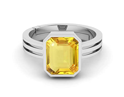 Bague saphir jaune Pukhraj 11.50 carats argent ajustable mixte