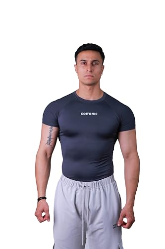 Image of COITONIC Men Compression Half Sleeves Round Neck T-Shirt for Gym and Sports Wear