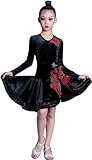 Mädchen-Latein-Tanzkleid, Salsa-Tanzkleidung, Wettbewerbskleidung, Kinderaufführung, Karneval, Lateinamerikanische Bühnenkleidung, Kleidung for Lateinamerikanische Tänze, Übungskostüme(150)