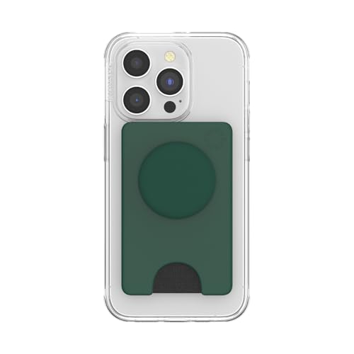 Image of PopSockets Adhesive Phone Wallet and Card Holder with Grip, Green - Fresh Pine
