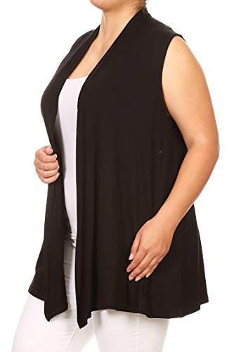 FashionStream Women's Plus Size Open Front Loose Fit Casual Office Work Wear Solid Sleeveless Vest3