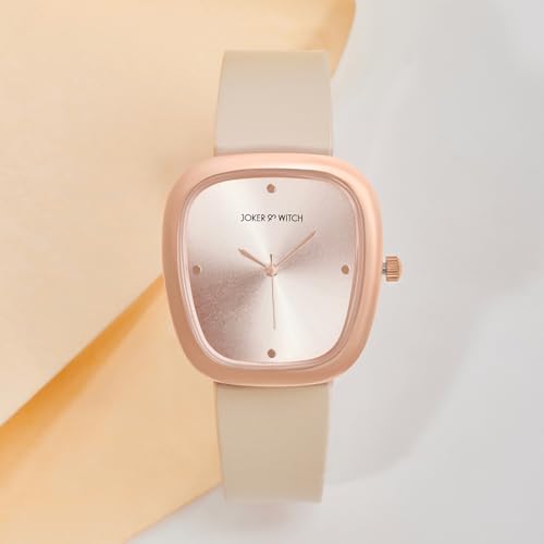 Image of Joker & Witch Verity 34mm Beige Dial 12mm Beige Faux Leather Watch for Women