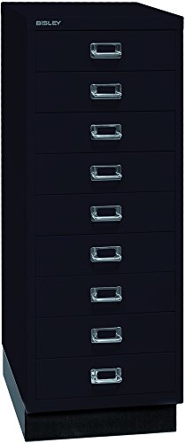 BISLEY MultiDrawer, 39er Serie mit Sockel, DIN A3, 9 Schubladen, Metall, 633 Schwarz, 43.2 x 34.9 x 94 cm