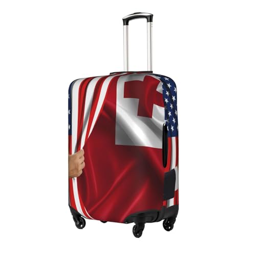 Travel Luggage Cover America Flag And Tongan Flag Fashion Washable Baggage Suitcase Protector Fit For Luggage Medium2