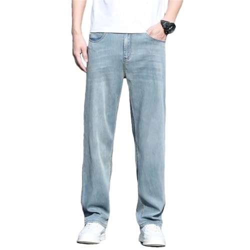 Men's Ice Silk Thin Jeans Loose Straight Sports Casual Jeans