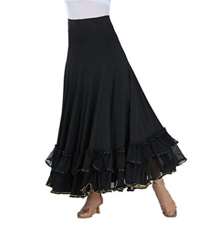 image for CISMARK Elegant Mesh Long Swing Ballroom Waltz Dance Skirt for Women, 
