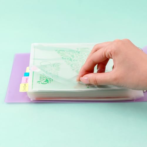Image of Cookie Stencil Storage Binder for Storage 6x6inch Stencils,Die Cuts,DIY Scrapbooking,Clear Stamp,Storage Folder Organizer Include 1 Purple Cover,50 Sleeve,50 Backing Paper and 10 Sheets Divider Tabs