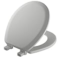 MAYFAIR 41EC 162 Cameron Toilet Seat will Never Loosen and Easily Remove, ROUND, Durable Enameled Wood, Silver
