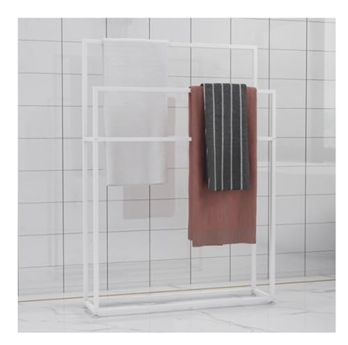 Portasciugamani autoportante in metallo con 2 ripiani porta asciugamani per bagno soggiorno lavanderia mensola organizer stand
