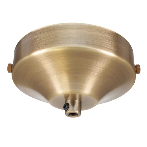 ElekTek Rosone da soffitto concave con diametro 100 mm con staffa cinturino e serracavo Ideale per lampadine a sospensione vintage a filamento Finiture metalliche e verniciate a polvere Ottone Antico
