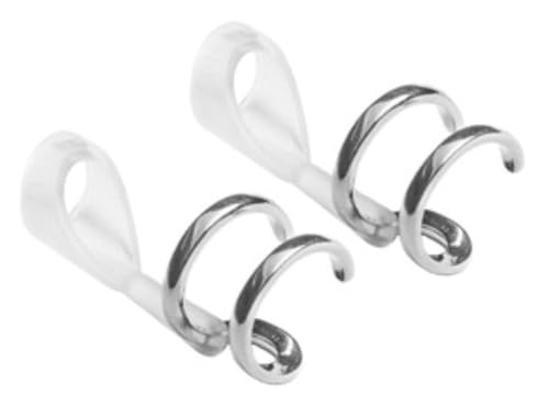 Deafmetal USA Retention Double Hearing Aid Cuff and Silicone Holster Attachment - Fits BTE and RIC Hearing Aids and BTE Cochlear Implant Processors - Keep Hearing Devices Secured - Silver - 2 Ears