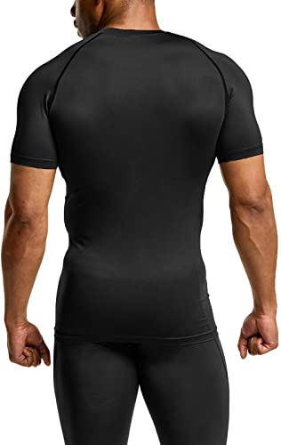 Tsla Men's Upf 50+ Quick Dry Compression Shirts, Athletic Workout & Rash Guard, Core 3Pack - Black, Large #TOP2