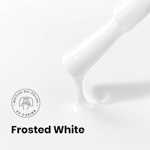 Image of Beetles White Gel Nail Polish - FrostedWhite 15ML /0.51Fl Oz, Milky White Gel Polish, Same Color Same Bottle STAY SHINING, Soak Off UV LED Lamp French Nails Art, Manicure Salon DIY Home White Nails