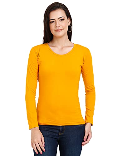 Image of FLEXIMAA Women's Cotton Plain Round Neck Full Sleeve T-Shirt