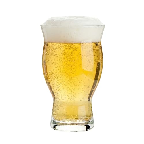 Restaurantware-16 Ounce Craft Beer Glasses, Set Of 6 Flared Stout Beer Glasses - Fine-Blown, Tempered Rim, Narrow Base, Dishwashable, Clear Glass, Lead-Free, For Beers, Ales, or Cocktails