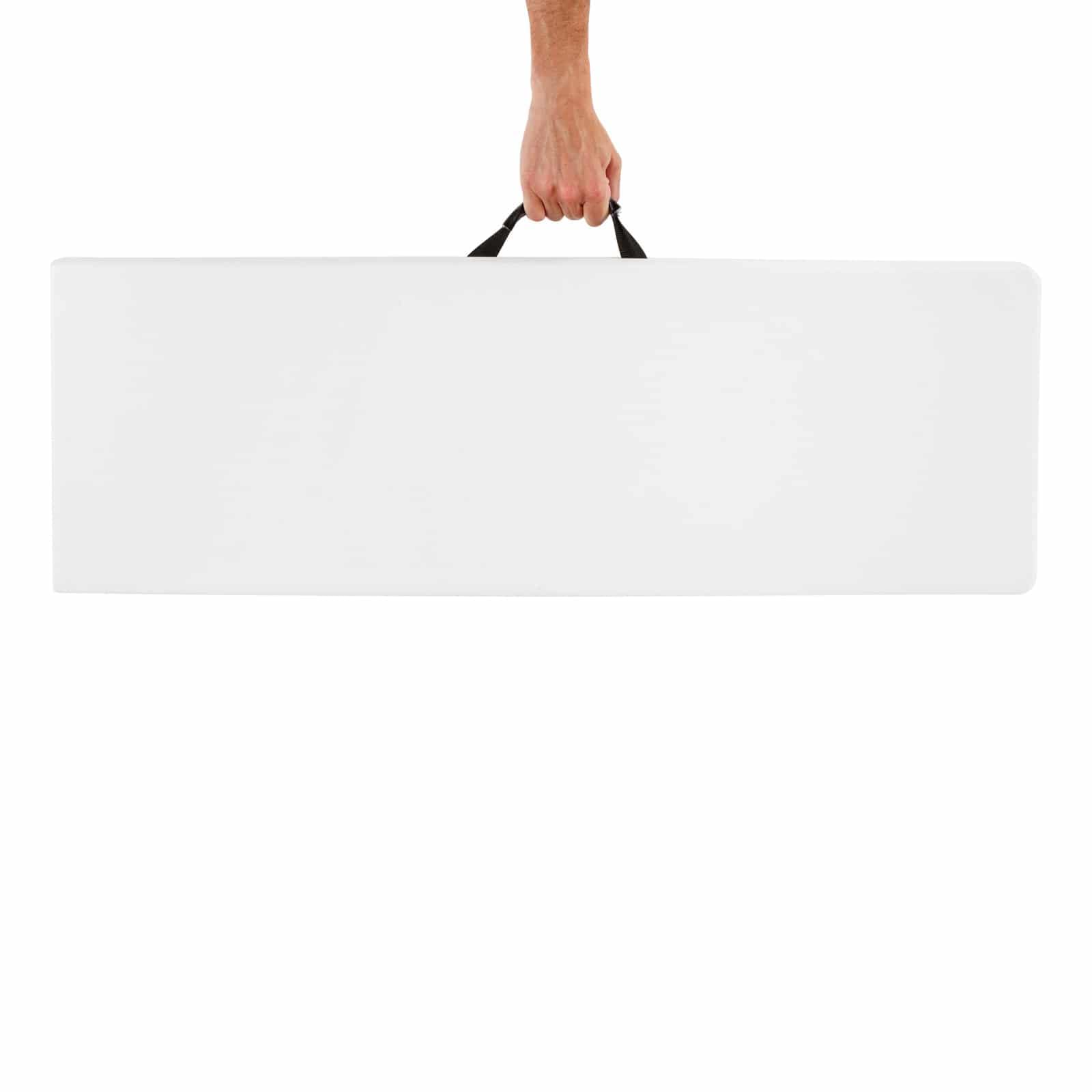 GARDIUN KMB180 - Banco Picnic Plegable Resina Bremen 184x30,5x44,56 cm para Interior y Exterior Acero y Polietileno Blanco Fácil de Plegar con Asa de Transporte
