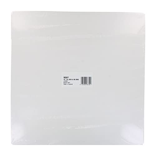 Culpitt 12" Round Silver Cake Drum Board & Tall White Box Combo, 12 x 12 x 12 Inch Square Box and Matching Circle Set for Tiered or Decorated Cake Transport