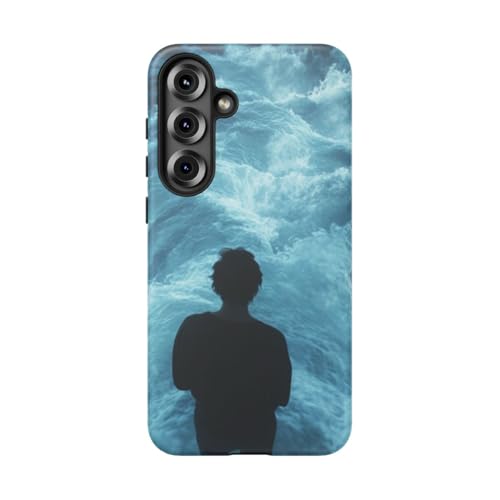 Coque Galaxy S25 Plus rigide mate bleue motif vagues d'eau