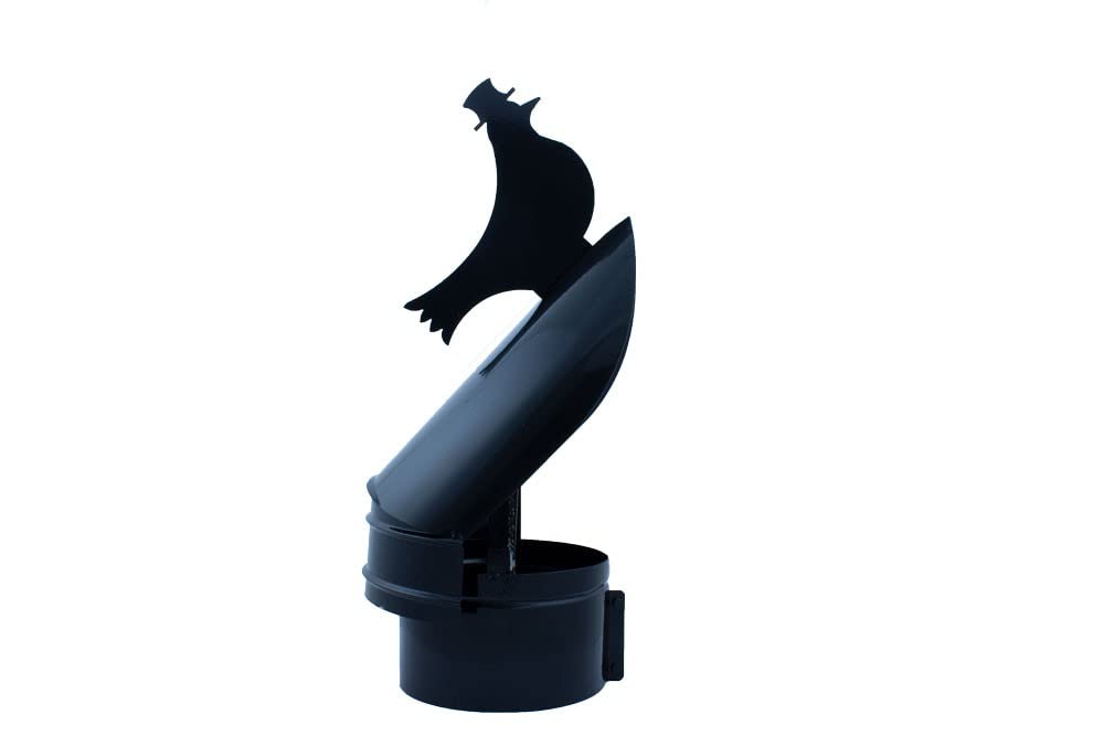 Sombrerete Giratorio tipo Veleta para chimeneas en Acero pintado en Negro - Serie lisa - 200 mm