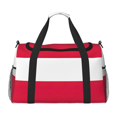 Polish flag print Travel Duffle Bag Gym Bag for Women,Puffer Tote Bag,Weekender Overnight Bag Organizer