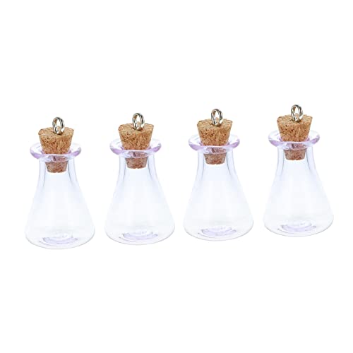 GARVALON Mini Botellas de Vidrio con Tapones de Corcho Moradas Con Aguja Accesorios DIY y Adornos Colgantes para Decoración y Almacenamiento