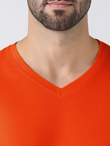 Image of Friskers Men's V-Neck Short Sleeves Cotton T-Shirt - Casual T-Shirt, Regular Fit