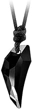 RVM Jewels Black Wolf Teeth Crystal Pendant Necklace for Men and Boys - Stylish Black Rope Chain Included