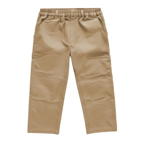 Syndra Boys’ Pull-On School Uniform Pants, Flat-Front Stretch Twill, Elastic Waist, Wrinkle & Stain Resistant