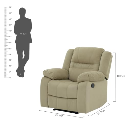 Image of Royaloak Melaka Malaysian Fabric Recliner Single Seater | Tufted Design with High-Density Foam & Plush Armrest | Smooth Manual Reclining Chair with Sturdy Metal Base & Pocket Springs Support
