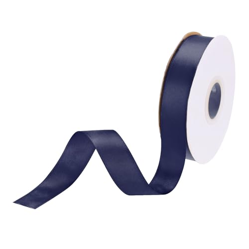 DMiotech 3/4 inch 25 Yards Satin Ribbon Thin Double Face Fabric Navy Blue