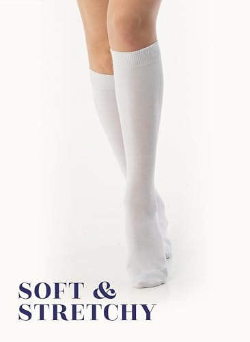 Image of Hugh Ugoli Women's Rayon Derived from Bamboo Knee High Socks Comfort Seam Long Dress Socks, Shoe Size 5-8 /8-11, 4 Pairs