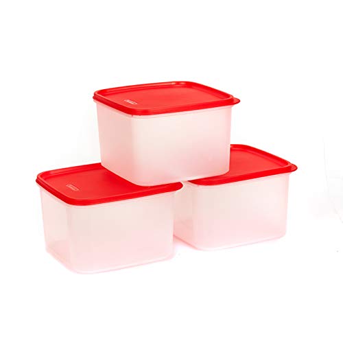 Mahaware Modular Square Plastic Kitchen Container Set, 2.5 litre, Set of 3, Red (B07W7XFR9M) Amazon Price History, Amazon Price Tracker