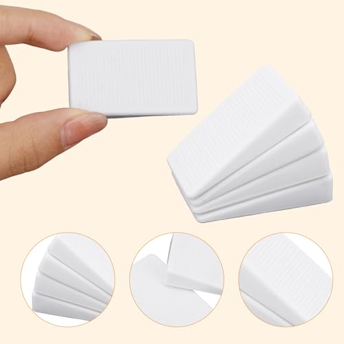 12 Stück Nivellierkeile Möbel, Weiß PVC Tischkeile Stapelbar und Zuschneidbar Möbel Nivellierer Keile Toilette für Wackelige Tische Betten Schränke Unverzichtbar für Heimwerker