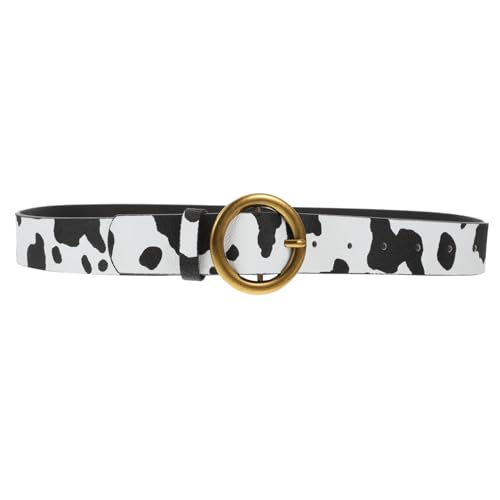 Fashion Ethnic Cow Print Waist Belt for Women Faux Leather Strap Lightweight Stylish Accessory for Jeans Dresses Casual Wear