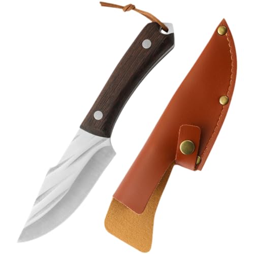 Veemoon Couperet à Viande en Acier Inoxydable avec Manche Ergonomique Lame Résistante au Ternissement Couteau Utilitaire Cuisine Polyvalent avec Fourreau pour Barbecue Camping et