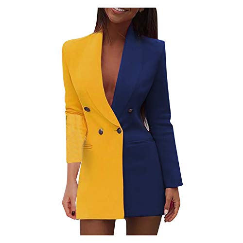 Robe blazer élégante à manches longues et col en V avec poches pratiques