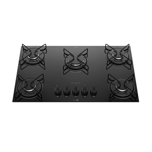 Cooktop 5 Bocas Atlas Agile Up Preto com Mesa de Vidro e Mega Chama Bivolt