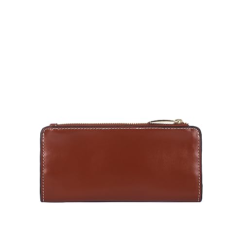 Image of KLEIO Vegan Leather Colorblocked Wallet (Dark Brown) with Zip Closure for Women | Multiple Pockets and Slots for Cards & Cash | Everyday Use Clutch for Girls for Travel, Office & College