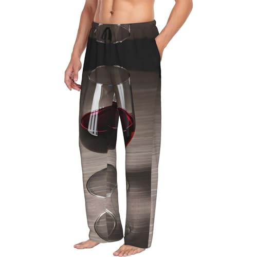 Pantalon de pyjama imprimé bouteille de vin décontracté et ample taille XXL