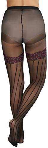 Image of ToBeInStyle Women's Faux Print Suspender Garter Sheers Pantyhose