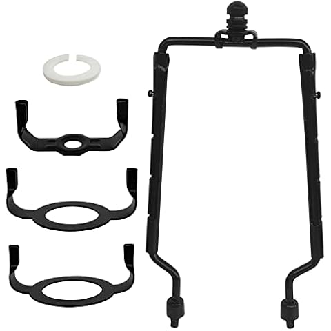 TOOTOO STAR 7 8 9 10 inch Lamp Shade Harp Holder,Black Horn Frame Lampshade Bracket,3/8 inch Standard Saddle E14 E26 E27 Light Base UNO Fitter Adapter Converter Finial Set Detachable Parts Bracket Cover