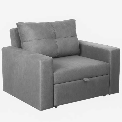 Image of CASASTYLE Seria 1 Seater Pull-Out Premium Fabric Sofa Cum Bed Sofa Set for Living Room (Light Grey Fabric)