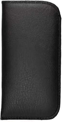 Image of Calabria Slim Faux Leather Eyeglass Case Soft Slip-In Design [Black without Clip - 3 Pack] | Compact Protective Pouch | Soft Case for Glasses | Lightweight Sunglass Storage