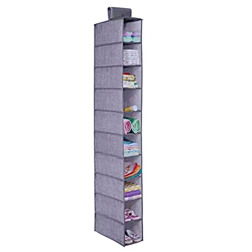 Iklob Store: Organizador Armario Colgante (10 Niveles Gris -30X15X120 cm) , Organizador Zapatos, Organizador Ropa y Organizador de Bolsos