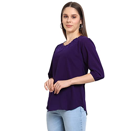 Image of GO-4 IT Women's Top with Cutwork Embroidery in Neck