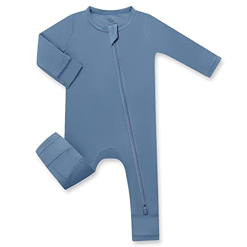 Image of HAPIU Unisex Rayon Made from Bamboo Baby Rompers with Cuffs, 2 Way Zipper YKK, Footless Pajamas Jumpsuit